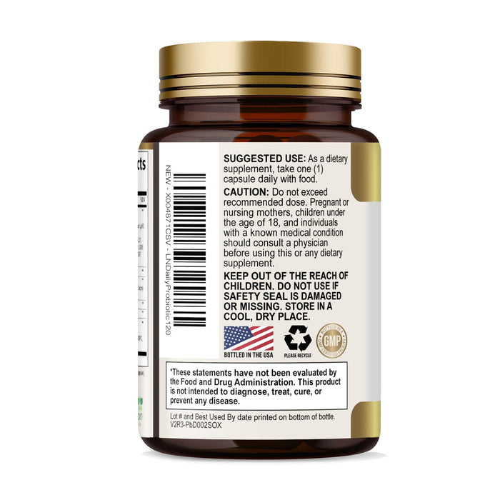 Probiotics 50 Billion CFU + 10 Strains - Daily Probiotic Lactobacillus Blend for Immune, Digestive & Gut Health Support, Prebiotics and Probiotics, Gas & Bloating for Women & Men - 120 Capsules