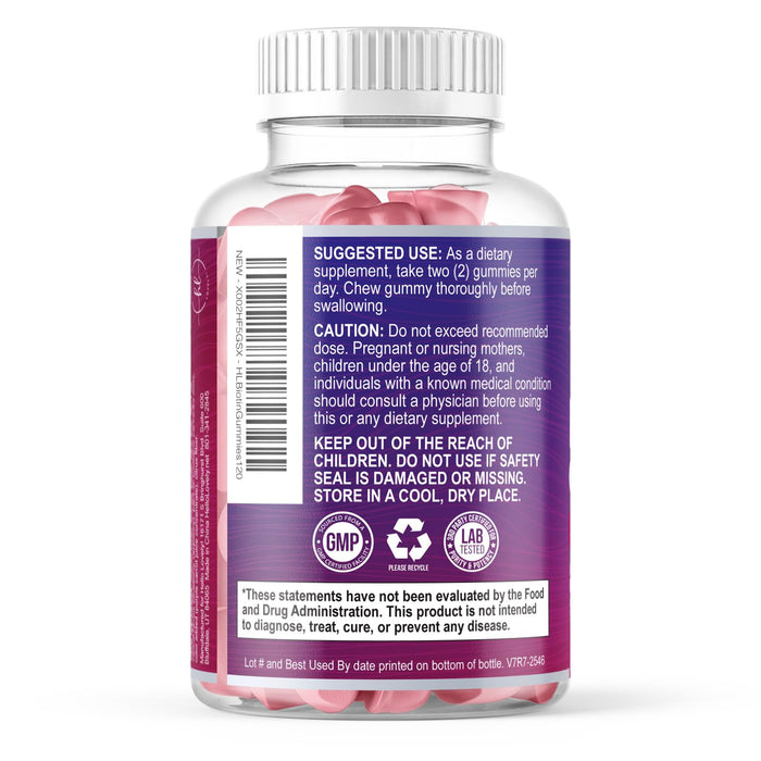 Hair Vitamins Gummy for Women with Biotin 5000 mcg, Sugar-Free Hair Growth Support with Vitamins E & C, Thicker, Stronger & Beautiful Hair, Skin & Nails, Hair Health Support Supplement - 120 Gummies
