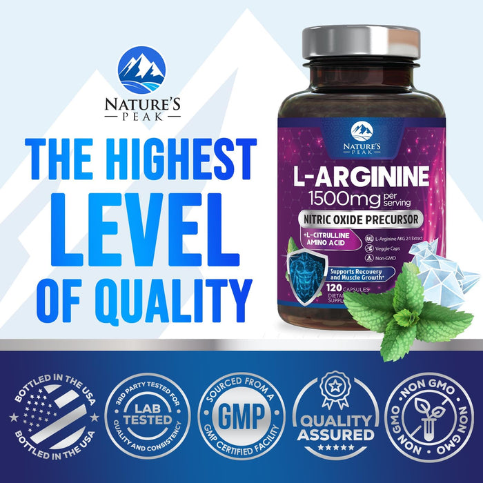 Nitric Oxide Formula with L-Arginine – 1000mg – 120 Capsules