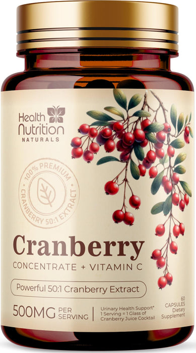 Cranberry Supplement Pills 25,000mg - High Potency Vitamin C Cranberry for Women & Men, Urinary Tract Health Support, Sugar Free, Gluten Free, Non-GMO, Cranberry Concentrate Extract - 60 Capsules