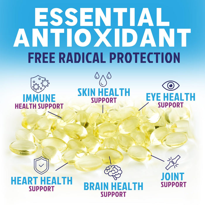 E Vitamin for Women and Men - 180 mg (400 IU) dl-Alpha - Effective Antioxidant Dietary Supplement - Hair, Skin, & Immune Health Support - Easily Absorbed Form, Non-GMO & Gluten Free - 60 Softgels