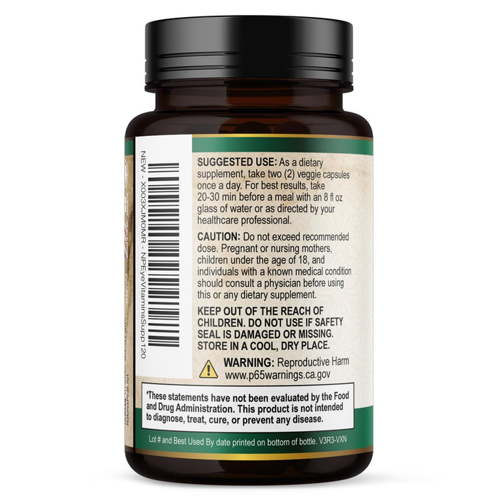 Eye Vitamins & Mineral Supplement - Contains Zinc, Copper, Lutein, & Zeaxanthin, Supports Dry Eye Strain, Vision Health for Adults, Non-GMO, Vegan Eye Care Pills & Minerals Supplements - 120 Capsules