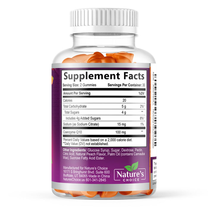 CoQ10 100mg Gummies - 3X Better Absorption, Antioxidant for Heart Health Support & Energy Production, Ultra Coenzyme Q10 Vitamins, Co q 10 Supplement, Dietary Supplement, Non-GMO - 60 CoQ10 Gummies