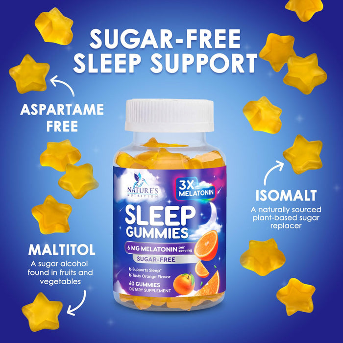 Melatonin Sleep Gummies Sugar Free – 6mg – 60 Count