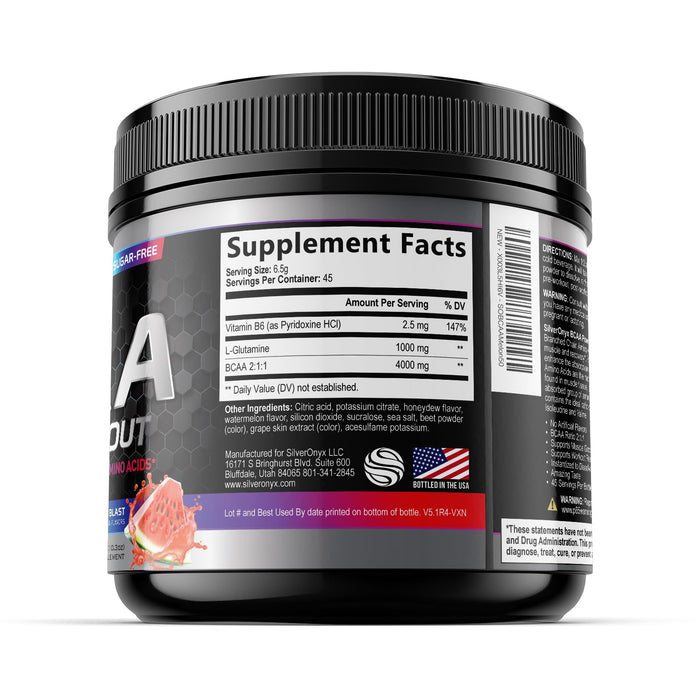 Muscle Recovery Drink Powder with BCAA, L-Glutamine & Amino Acids - Best Muscle Recovery Supplements for Post Workout - Sugar Free, Branched Chain Amino Acid Supplement for Women & Men - 45 Servings