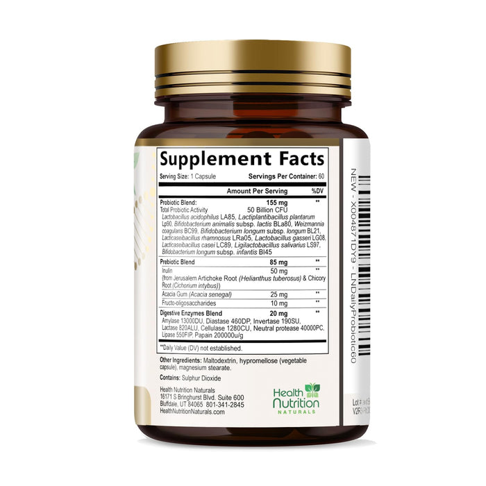 Probiotics 60 Billion CFU + 10 Strains - Daily Probiotic Lactobacillus Blend for Immune, Digestive & Gut Health Support, Prebiotics and Probiotics, Gas & Bloating for Women & Men - 60 Capsules