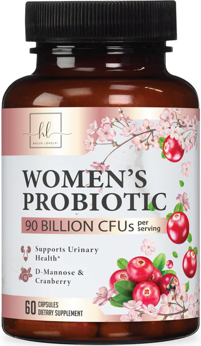 Probiotics for Women Supplement with Cranberry - 16 Premium Strains for PH Balance, Digestive Health, Vaginal & Immune Support, 90 Billion CFU, Women's Probiotic, UT, & Feminine Health - 60 Capsules