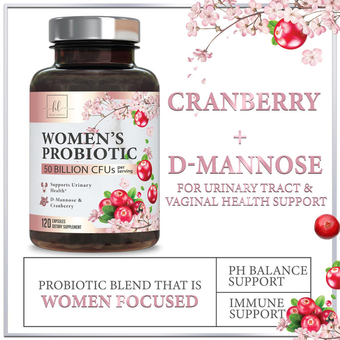 Probiotics for Women Supplement with Cranberry - 16 Premium Strains for PH Balance, Digestive Health, Vaginal & Immune Support, 90 Billion CFU, Women's Probiotic, UT, & Feminine Health - 120 Capsules