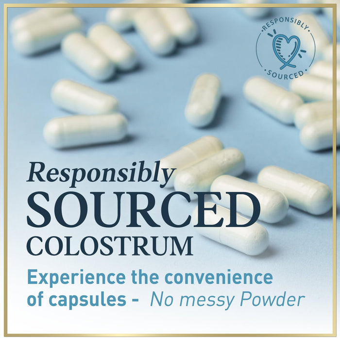 Colostrum 1000mg 20% IgG Immunoglobulins - Gut Health, Digestion & Immune Support, Bovine Colostrum Powder for Women, Muscle, Skin & Hair Growth Support, Bottled in The USA, Gluten Free - 60 Capsules