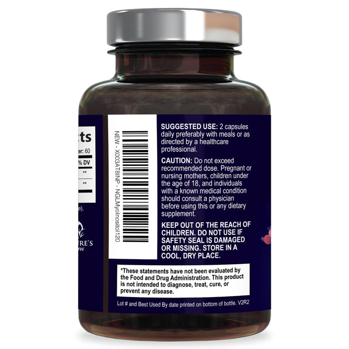 Myo-Inositol & D-Chiro Inositol 1025mg - 40:1 Ideal Ratio for Ovarian Support, Vegan Myo & D Chiro Supplement for Women's Natural Balance and Hormone Support, Vitamin B8, Non-GMO - 120 Capsules