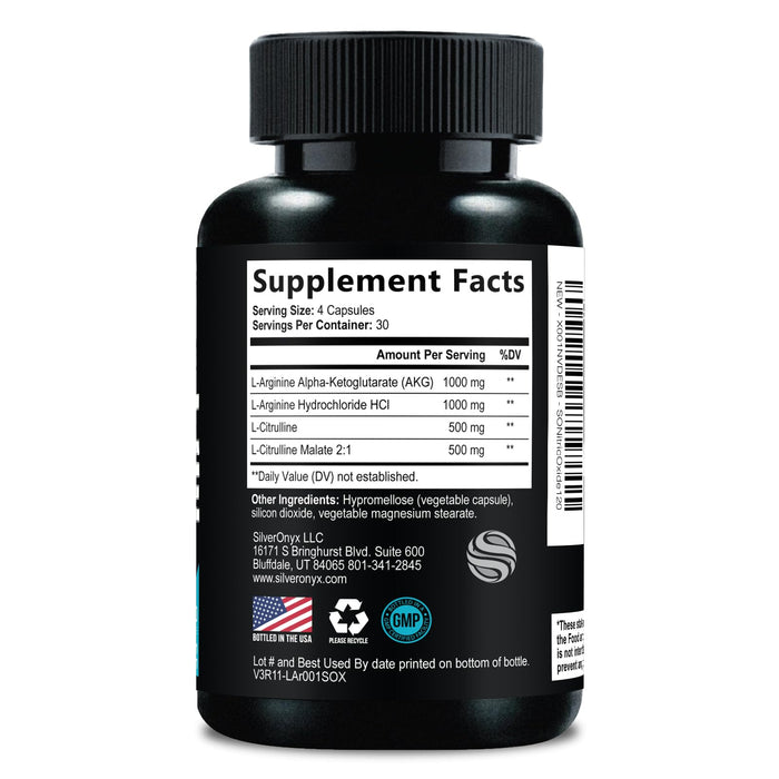Extra Strength Nitric Oxide Supplement 3X Strength L Arginine, Citrulline Malate, AAKG, Beta Alanine - Premium Muscle Supporting Nitric Booster - Natural Energy & Heart Health Support - 120 Capsules