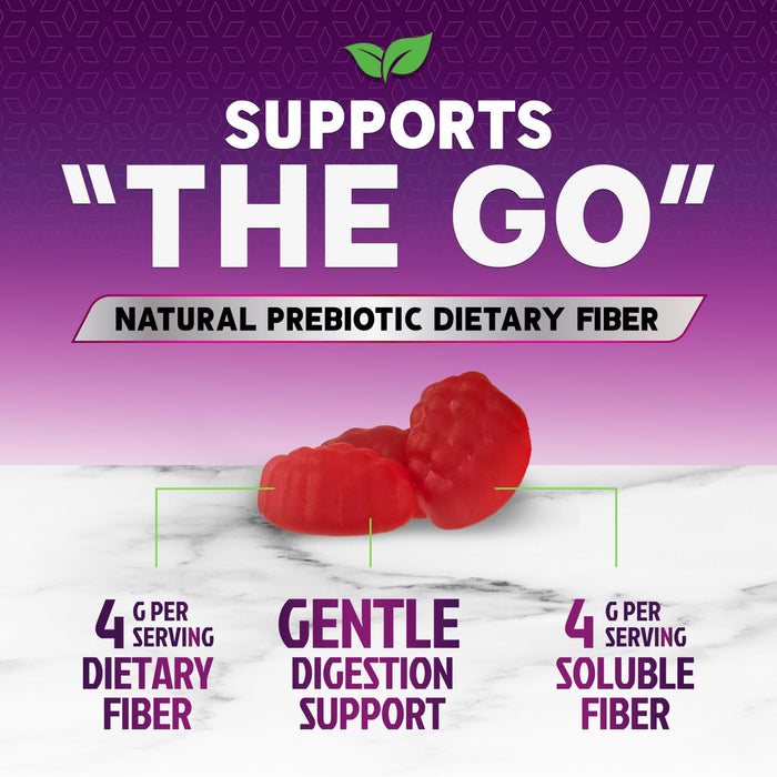 Fiber Gummies for Adults, Sugar Free Daily 4g Gummy Fiber Supplement, Prebiotic Gummy Digestive Health Support - Plant Based Soluble Chews, Prebiotics Supports Regularity & Digestion - 60 Gummies