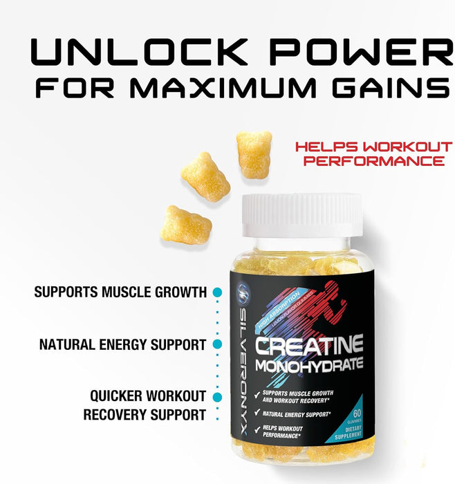 Creatine Monohydrate Gummies 2000mg - Best Micronized, Sugar Free Creatine Chewables for Men & Women - Supports Lean Muscle, Strength, Energy, & Endurance - Non-GMO, Gluten Free - 60 Lemon Gummies