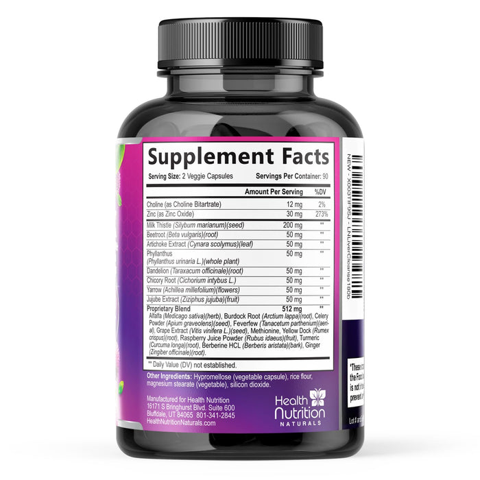 Gentle Liver Cleanse Detox & Repair Formula - Herbal Liver Support Supplement: Milk Thistle with Silymarin, Artichoke Extract, Dandelion, Beet, Chicory Root, & Turmeric for Liver Health - 180 Capsules