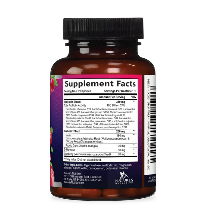 Probiotics for Women - 90 Billion CFU 16 Probiotic Strains with Cranberry, Vaginal Probiotics with Prebiotics PH, Digestive, UT, Immune, & Feminine Health Support, Pro Biotics for Women, 60 Capsules