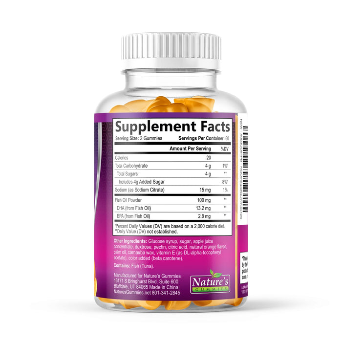 Omega 3 Fish Oil Gummies, Heart Healthy Omega 3 Gummy Supplement with High Absorption DHA & EPA, Extra Strength Joint & Brain Support, Delicious Orange Flavor Fish Oil Nature's Vitamin - 120 Gummies