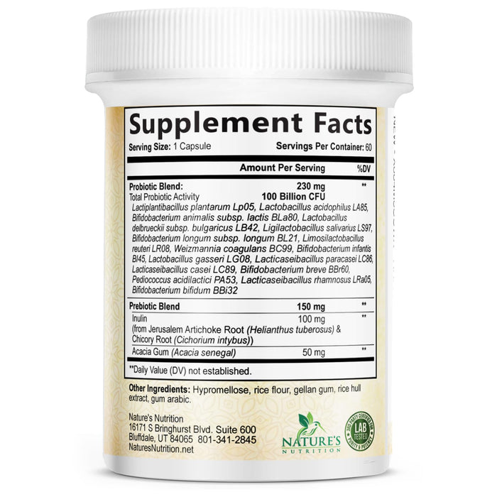Probiotics for Women Capsules - 100 Billion CFU Prebiotics, Acidophilus Probiotics Supports Immune System Digestive Health, Supports Occasional Constipation & Bloating, Daily Supplement - 60 Capsules