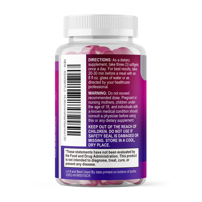 Hair, Skin & Nails Vitamins for Women - Biotin 5000mcg to Support Hair Growth with Argan Oil, Collagen & Hyaluronic Acid, Beautiful, Stronger Skin, Hair & Nails Vitamin Supplement - 120 Softgels