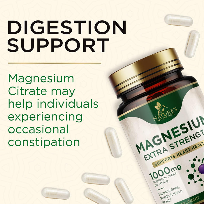 Magnesium Supplement (Citrate Oxide) 1000mg for Best Absorption, Supports Bone, Heart Health, Nerves, Muscles & Metabolism, Nature's Pure Magnesio Vitamin Pills, Bottled in USA, 240 Capsules
