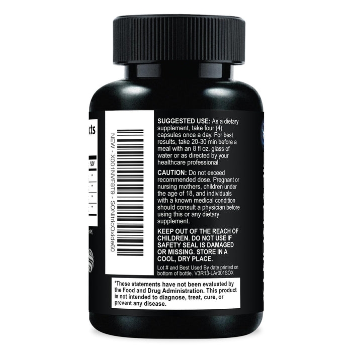 Extra Strength Nitric Oxide Supplement 3X Strength L Arginine, Citrulline Malate, AAKG, Beta Alanine - Premium Muscle Supporting Nitric Booster - Natural Energy & Heart Health Support - 60 Capsules
