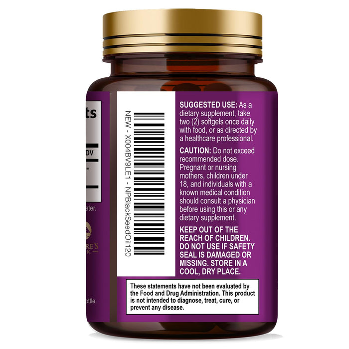 Black Seed Oil 1000mg - Premium Extra Strength Nigella Sativa Blackseed Oil - Black Seed Oil Skin, Digestive Health & Immune Support - Non-GMO Antioxidant, Gluten Free Supplement - 120 Softgels