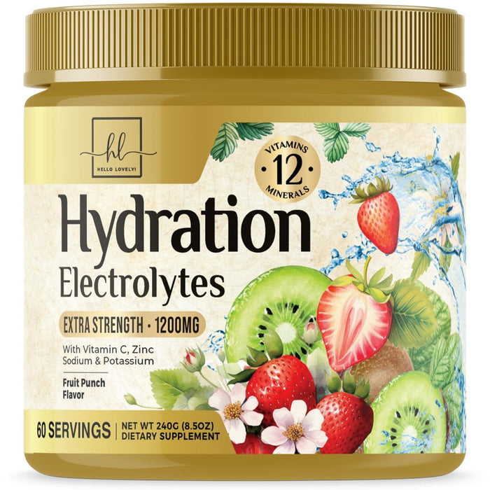 Hydration Replenisher Daily Electrolyte Drink Mix â€“ Rapid Hydration Powder with 6 Electrolytes & Minerals, Zero Sugar, Keto, Vegan, Non-GMO & Sugar-Free Electrolyte Powder Tub - 60 Servings