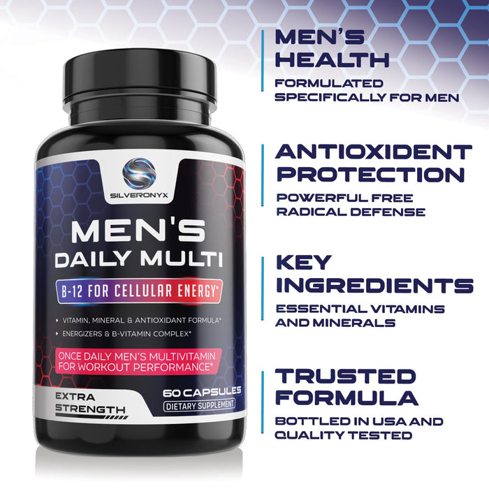 Multivitamin for Men - Vitamin A, C, D, E, Zinc, Calcium, Multivitamins for Immune Health Support, Vitamin B12, Men’s Daily Multivitamin Supplement Capsules, Non-GMO Mens Multi Vitamins - 60 Capsules