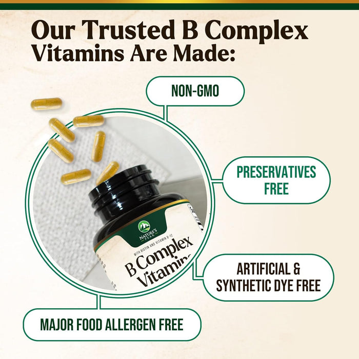 B Complex Vitamin Supplement 1000mcg - 3X Strength with Vitamin C & Folic Acid - Super B Complex Vitamins for Energy, Supports Hair Growth, Immune Support for Women & Men, USA Bottled - 120 Capsules