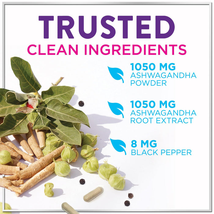 Ashwagandha 2,100 mg - Ashwagandha Supplements for Women in Veggie Capsules with Powder & Root Extract, Black Pepper for High Absorption, Plant Based, Non-GMO, Bottled in the USA - 120 Veggie Capsules