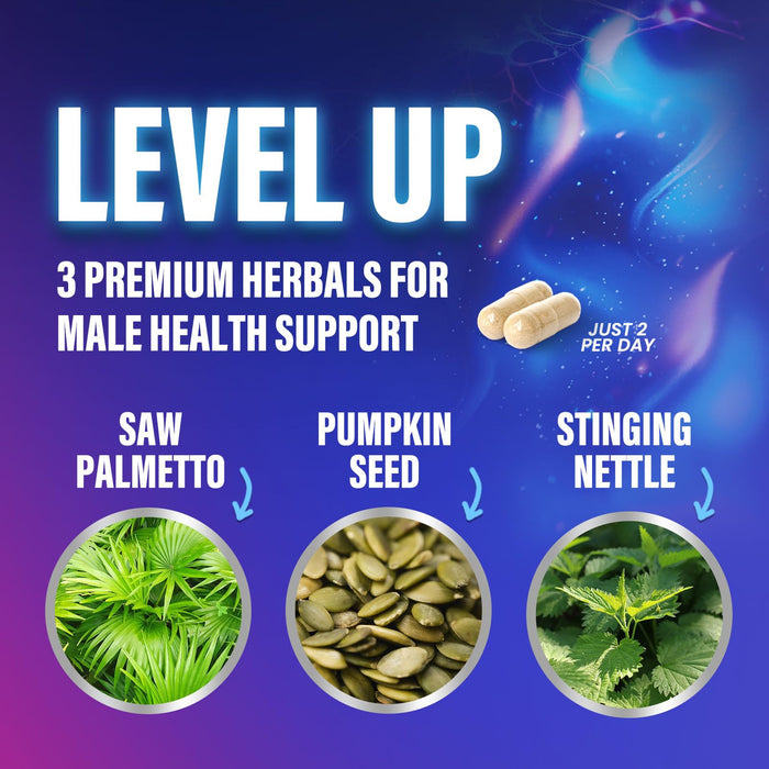 Prostate Health Supplements for Men - Support Complex 3x Formula with Saw Palmetto Blend Stinging Nettle Root & Pumpkin Seed Extract - Supports Bathroom Trips Prostate & Urinary Health - 60 Capsules