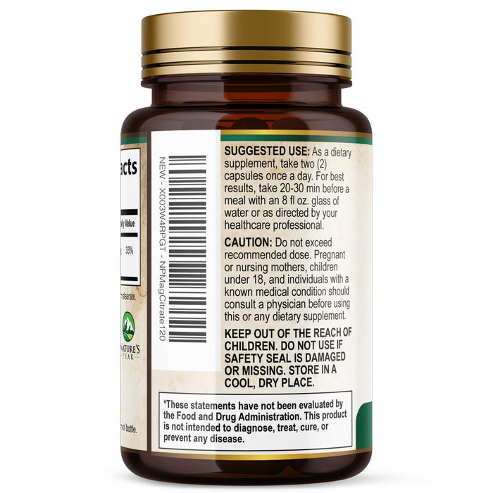 Magnesium Citrate 1000mg - High Absorption Magnesium Supplement Supports Muscle, Bone, Nerve & Heart Health - Extra Strength Magnesio Complex Pills - Non-GMO, Premium Energy Formula - 120 Capsules