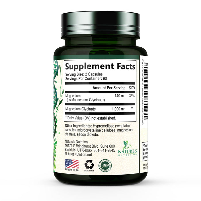 Magnesium Glycinate 1000mg Per Serving – 180 Capsules