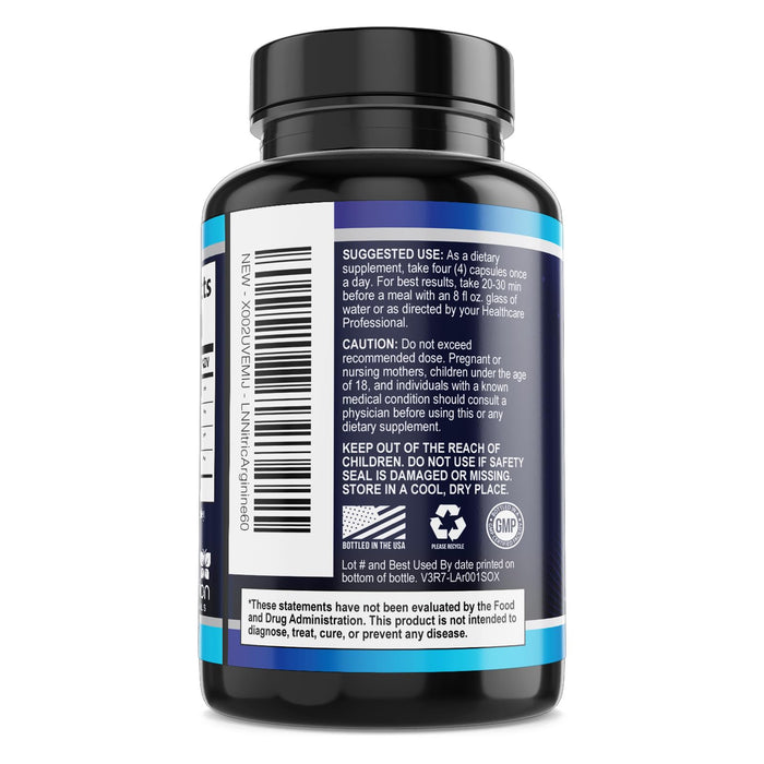 Extra Strength Nitric Oxide Supplement 3X Strength L Arginine, Citrulline Malate, AAKG, Beta Alanine - Premium Muscle Supporting Nitric Booster - Natural Energy & Heart Health Support - 60 Capsules