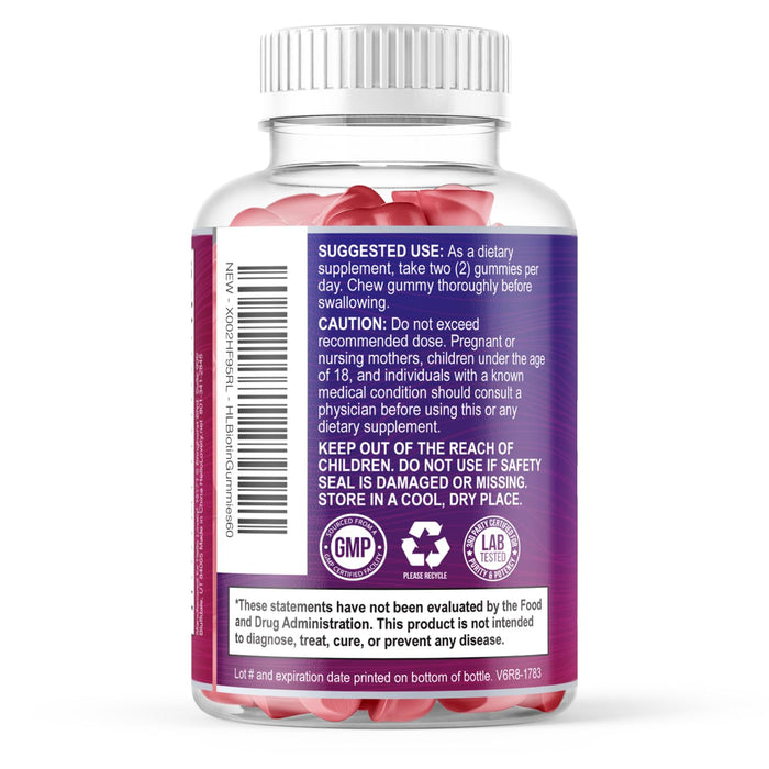 Hair Vitamins Gummy for Women with Biotin 5000 mcg, Sugar-Free Hair Growth Support with Vitamins E & C, Thicker, Stronger & Beautiful Hair, Skin & Nails, Hair Health Support Supplement - 60 Gummies