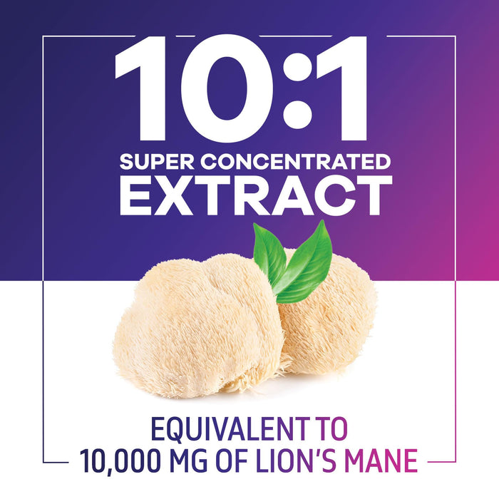 Lions Mane Mushroom Capsules 10,000mg - Lionâ€™s Mane Supplement Capsules for Memory and Focus Support, Brain, Immune Health Support, Vegan, Bottled in USA, Lions Mane Mushroom Powder Extract, 60 Count