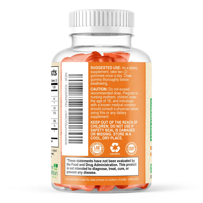 Apple Cider Vinegar Gummies - Sugar Free ACV Gummy Vitamins, Max Strength 1000mg, Supports Metabolism & Energy, Keto Friendly, Vitamin B12, Gelatin-Free, Gluten-Free, Vegan & Non-GMO - 60 Gummies