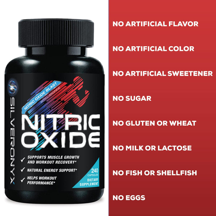Extra Strength Nitric Oxide Supplement 3X Strength L Arginine, Citrulline Malate, AAKG, Beta Alanine - Premium Muscle Supporting Nitric Booster - Natural Energy & Heart Health Support - 240 Capsules