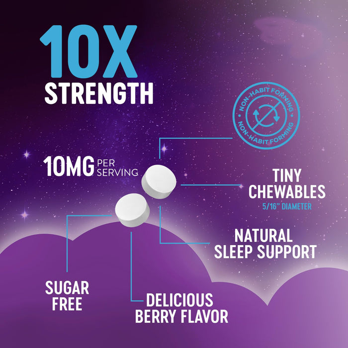 Melatonin 10mg - Sleep Support Supplements for Adults - Extra Strength Fast Dissolve 10 mg Melatonin Tablets for Restful Sleep Support, Natural Strawberry Flavor, Sugar-Free Non-GMO - 120 Day Supply
