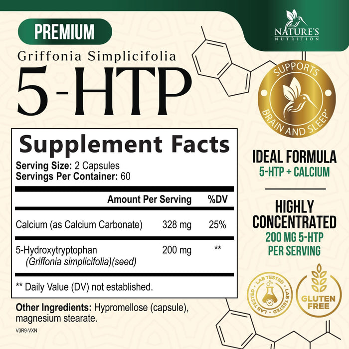 5 HTP 200mg Capsules Vegetarian – 120 Capsules