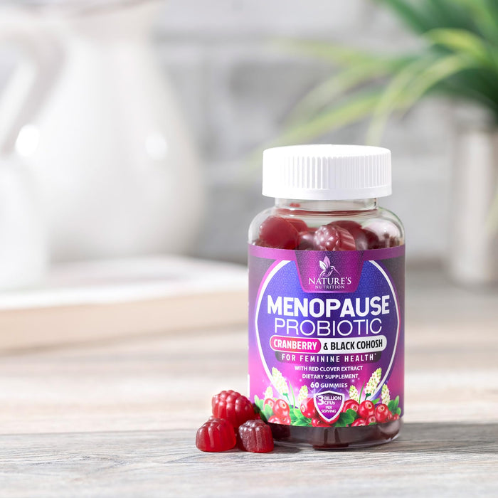 Menopause Supplements for Women - 3 Billion CFU Natural Menopause Relief for Mild Hot Flashes & Night Sweats, PH, Vaginal Health Support Probiotics for Women Gummy, Probiotic Supplement - 60 Gummies