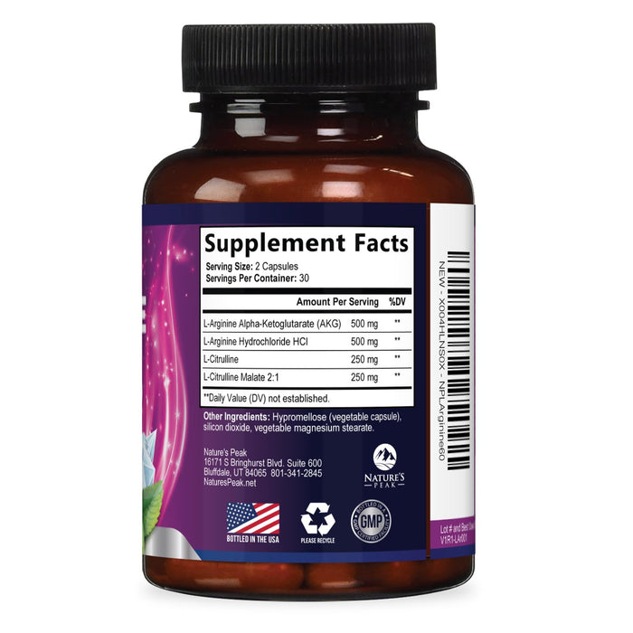 L-Arginine 1000mg Supplement - Heart Health Support - Premium Muscle Supporting Nitric Oxide Precursor Booster for Extra Strength - Gluten Free, Amino Acid Energy Blend For Men & Women - 60 Capsules