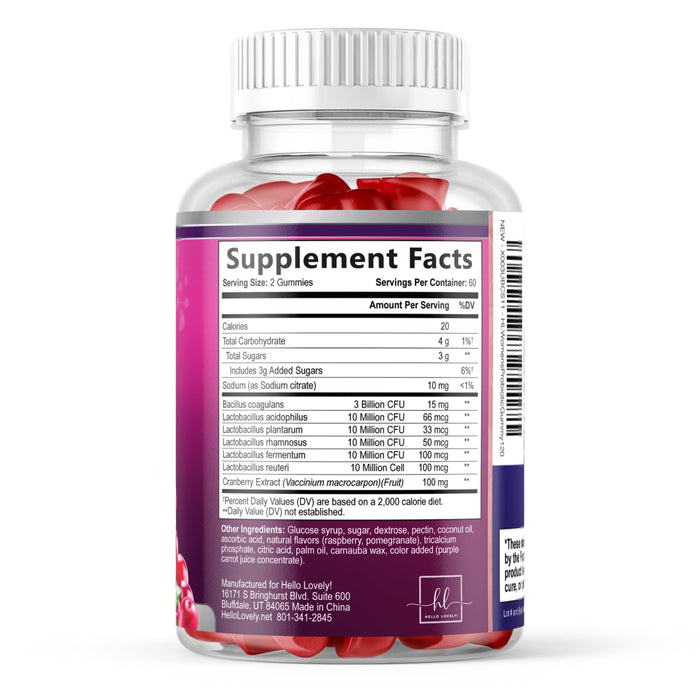 Probiotics for Women Gummies with Cranberry - 6 Premium Strains for PH Balance, Digestive Health, Vaginal & Immune Support, 3 Billion CFU, Women's Probiotic Gummy for Feminine Health - 120 Gummies