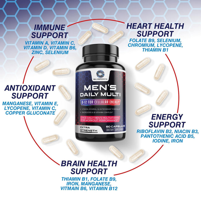 Multivitamin for Men - Vitamin A, C, D, E, Zinc, Calcium, Multivitamins for Immune Health Support, Vitamin B12, Men’s Daily Multivitamin Supplement Capsules, Non-GMO Mens Multi Vitamins - 60 Capsules