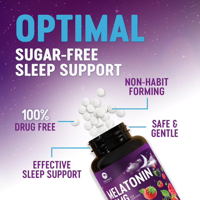 Melatonin 10mg - Sleep Support Supplements for Adults - Extra Strength Fast Dissolve 10 mg Melatonin Tablets for Restful Sleep Support, Natural Strawberry Flavor, Sugar-Free Non-GMO - 120 Day Supply