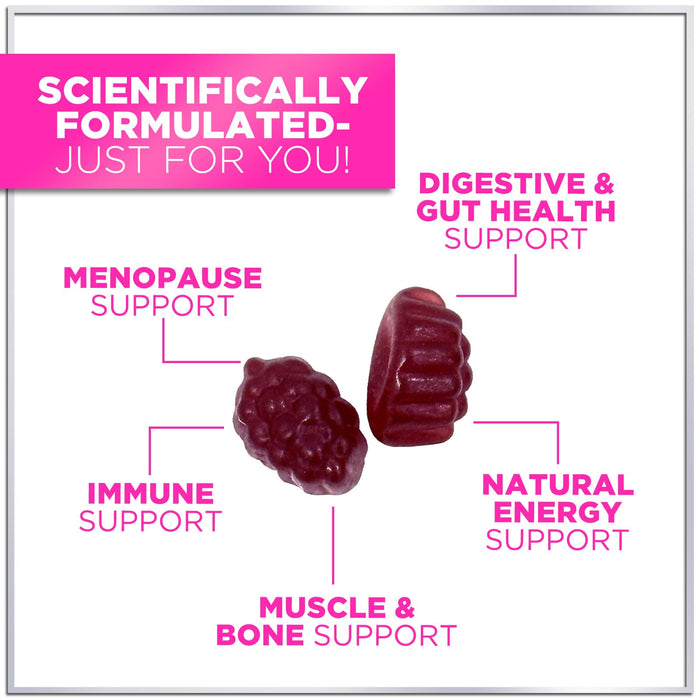 Menopause Supplements for Women Gummies with Black Cohosh, Cranberry 3 Billion CFU Probiotics - Complete Menopause Balance Relief for Hot Flashes, Night Sweats, PH, Vaginal Health Support - 60 Gummies