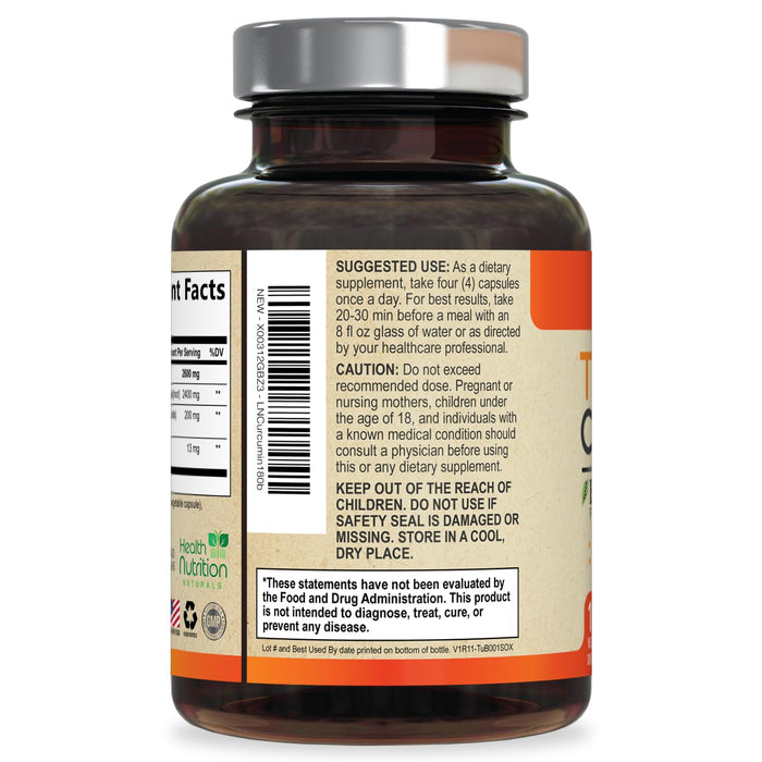 Turmeric Curcumin Supplement 2600mg - 95% Curcuminoids with Organic Turmeric & BioPerine Black Pepper for Best Absorption, Nature's Vegan Joint Support, Non-GMO Tumeric, Bottled in USA - 180 Capsules