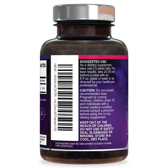 Zinc Supplements for Women and Men - 40mg Supplement for Immune Support, Skin Health Support, & Antioxidant Supplement for Adults, High Potency Zinc Gluconate 40 mg, Non-GMO - 120 Tablets