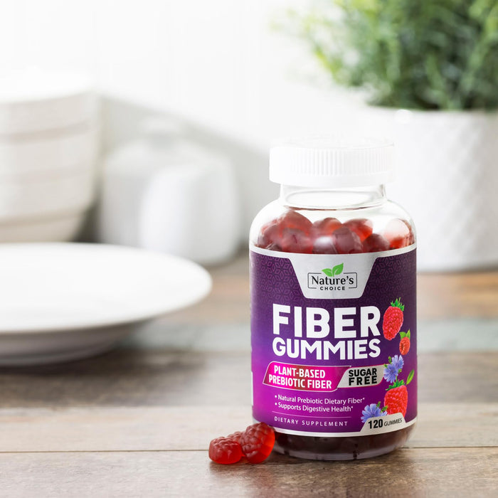 Fiber Gummies for Adults, Sugar Free Daily 4g Gummy Fiber Supplement, Prebiotic Gummy Digestive Health Support - Plant Based Soluble Chews, Prebiotics Supports Regularity & Digestion - 120 Gummies