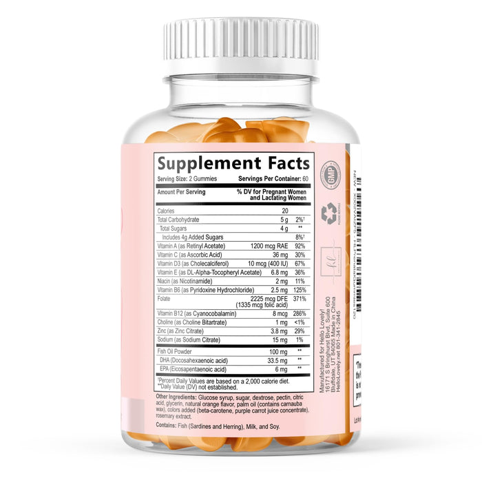Prenatal Vitamins for Women with DHA & Folic Acid - Best Prenatal Multivitamin Gummies for Women, Brain Development Support, Folate, Vitamin C, D3 & B12, Pre Natal Pregnancy Supplement - 120 Gummies