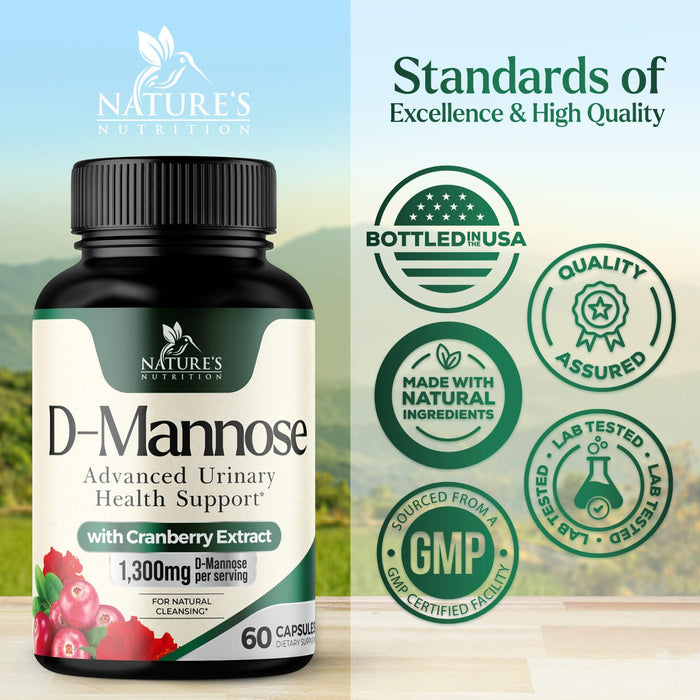D-Mannose 1,350 mg with Cranberry & Hibiscus – 60 Capsules